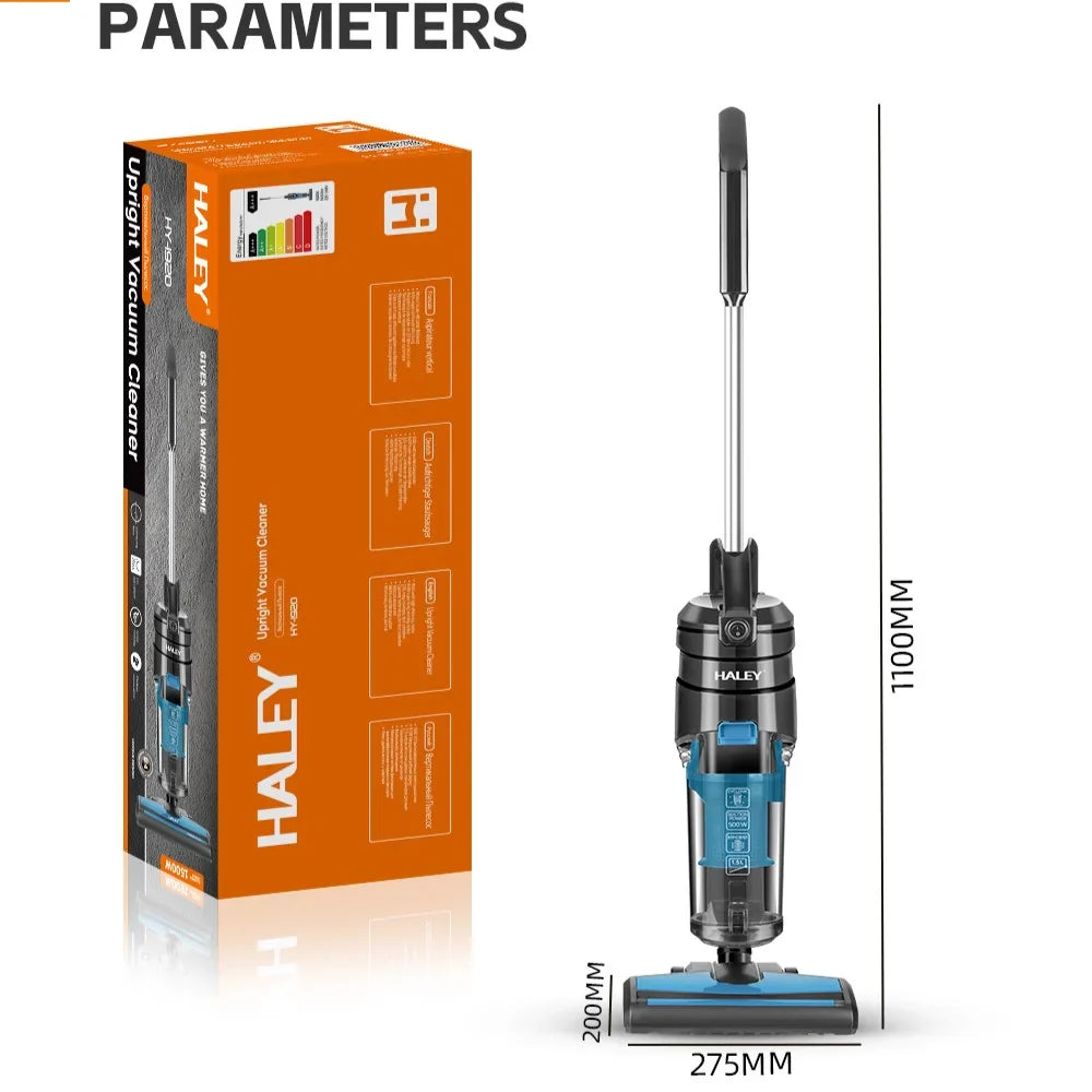 Aspirator Vertical HALEY® HY-1920, 1500W, 6.0m Rază de Acțiune, 2.0L Recipient de Praf Ușor de Golit, Tehnologie Ciclonică, Sistem de Filtrare Multi-HEPA, Plasare Verticală