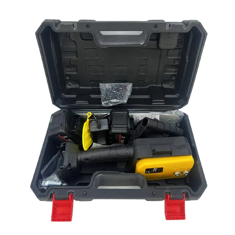 Drujbă Electrică AT PERFORMANCE®, 1200W cu 2 Acumulatori 36V, Lamă 30 cm, 4200 RPM, Portabilă, Fără Fir, Cu Accesorii