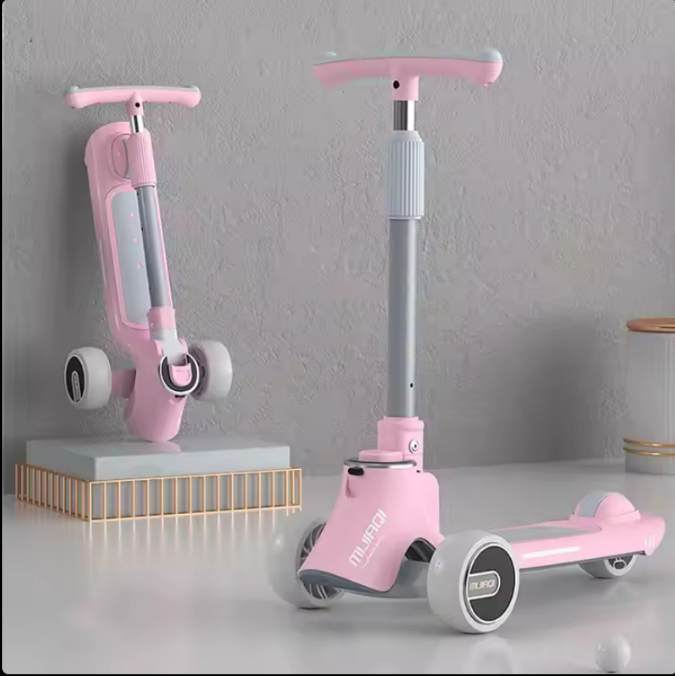 Trotineta 3 In 1, At Performance, Pentru Copii, Ghidon Reglabil Pe Inaltime, Imbunatatit, Scaun Detasabil, 3 Roti Led, Punte Antialunecare, Albastru