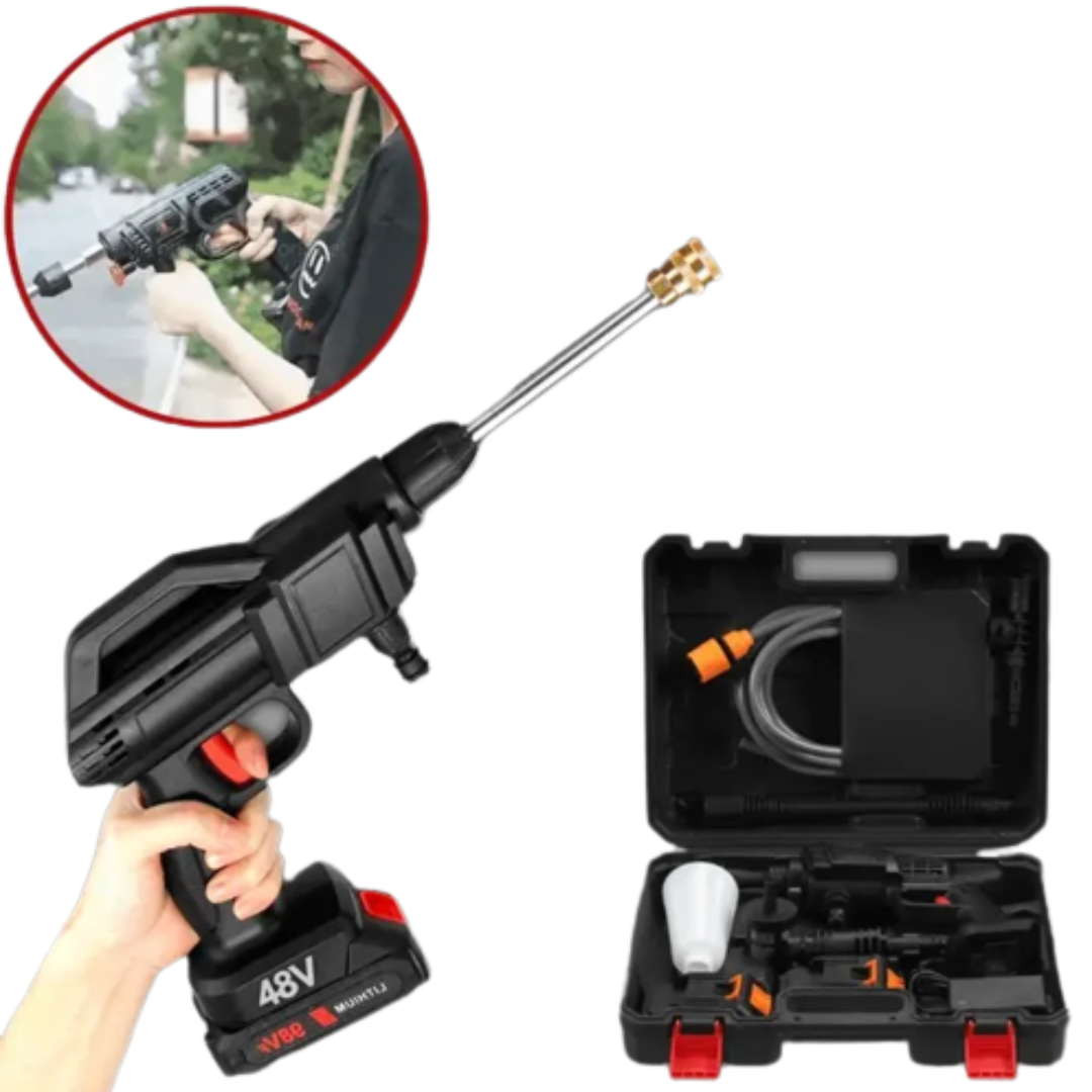 Pistol de spălat cu presiune AT PERFORMANCE® 36V, cu 2X acumulator, 25 bari, 240 l/h, mobil, multifuncțional, cu accesorii