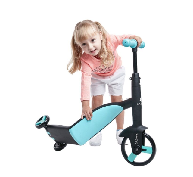 Tricicleta, 3 In 1, Pentru Copii, AT Performance, Cadru Otel, Ghidon Reglabil, Pedale Detasabile, Compartiment Depozitare, Sarcina maxima 25Kg, Negru/Albastru