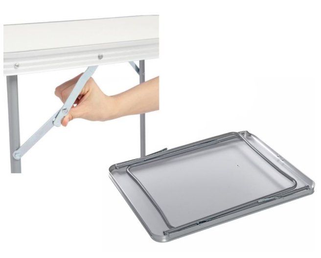 Masa pliabila camping, aluminiu, usor de transportat, crem, 80x60x70cm