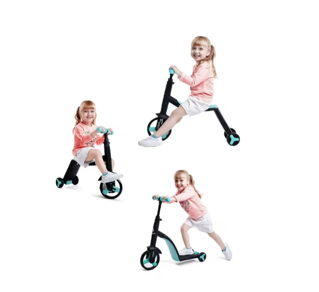 Tricicleta, 3 In 1, Pentru Copii, AT Performance, Cadru Otel, Ghidon Reglabil, Pedale Detasabile, Compartiment Depozitare, Sarcina maxima 25Kg, Negru/Albastru