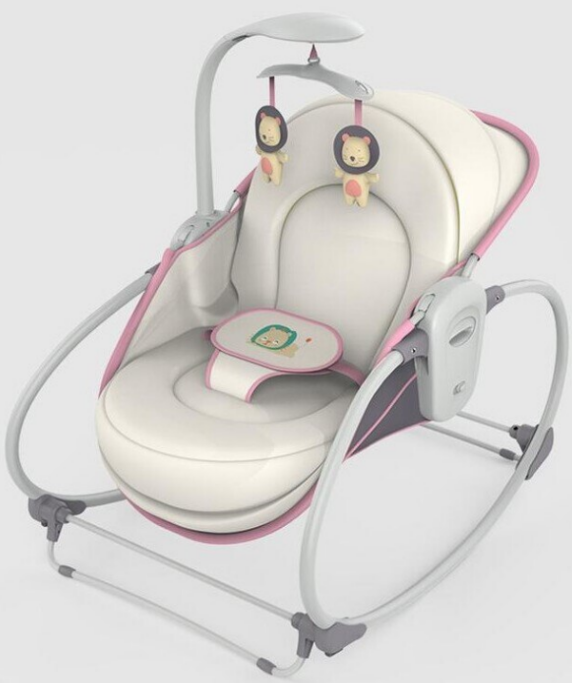 Balansoar 5 in 1 cu vibratii pentru copii si bebelusi, transformabil in landou si scaun copii, cu melodii, Mov