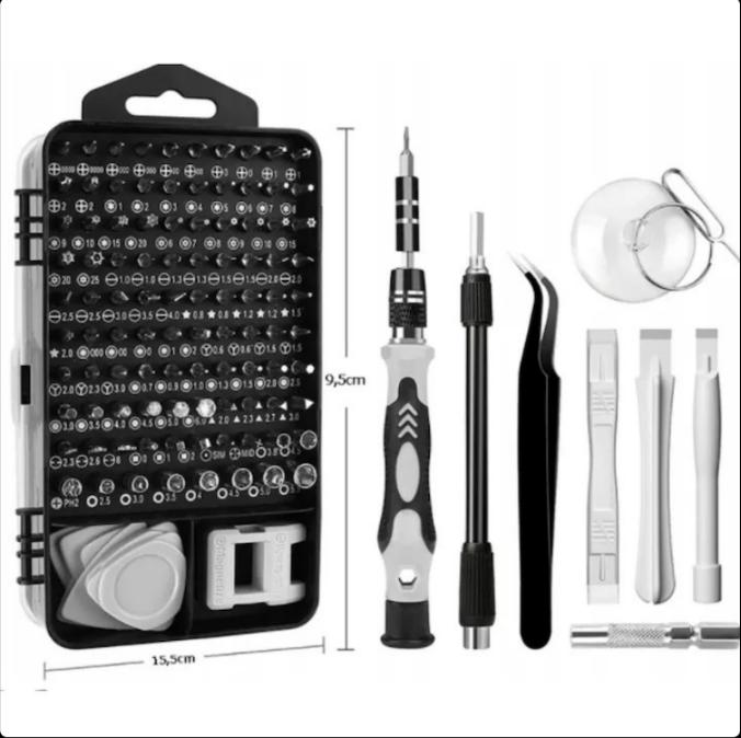 Set 115 piese, surubelnite de precizie, mecanica fina, cromate, pentru dispozitive electronice.