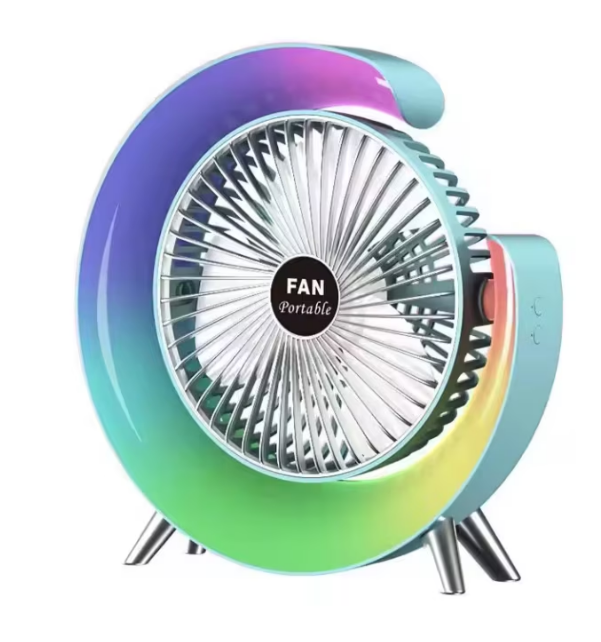 Ventilator Portabil AT PERFORMANCE® cu LED RGB, Reglaj 180°, 3 Viteze, USB, Verde