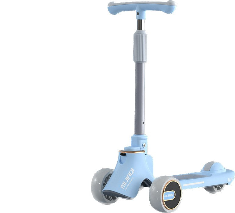 Trotineta 3 In 1, At Performance, Pentru Copii, Ghidon Reglabil Pe Inaltime, Imbunatatit, Scaun Detasabil, 3 Roti Led, Punte Antialunecare, Albastru