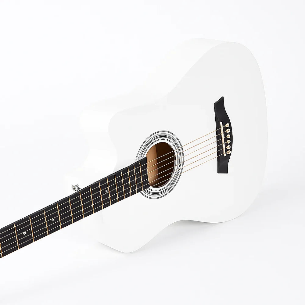 Chitară acustică 4/4 albă – design elegant, sunet clar și echilibrat