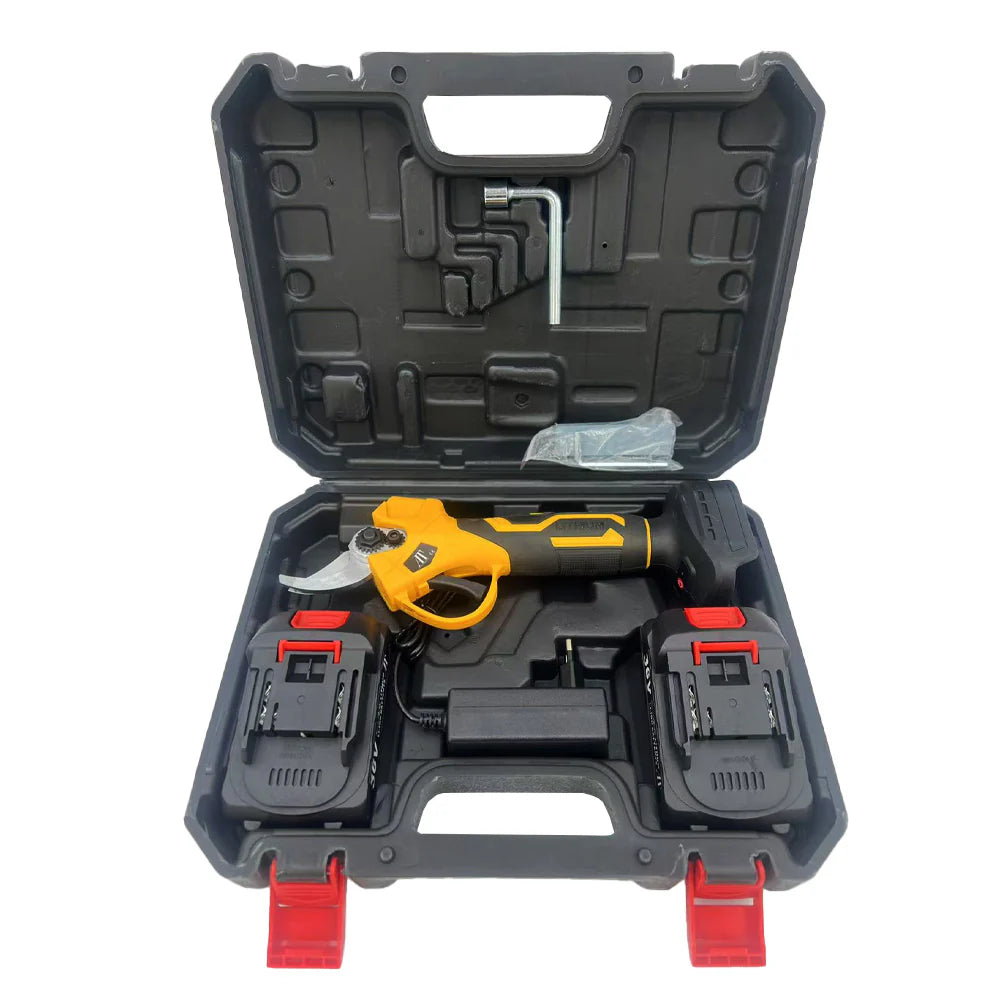Foarfecă de Grădinărit și Vie Electrică, 36V, Motor Brushless – Include 2 Acumulatori, Capacitate Tăiere 25mm și Geantă de Transport