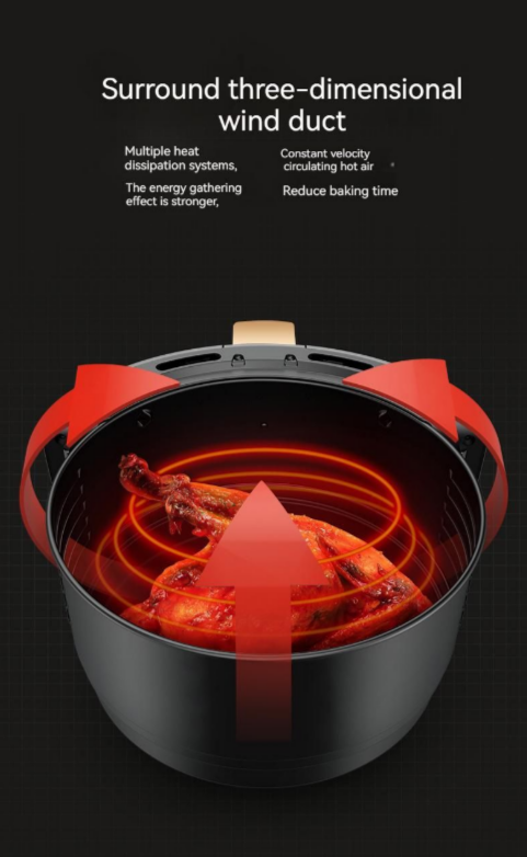 Friteuza cu aer cald Fry Digital, 2400W, 6 programe, capacitate 8L, temperatura ajustabila, timer 60 minute, negru