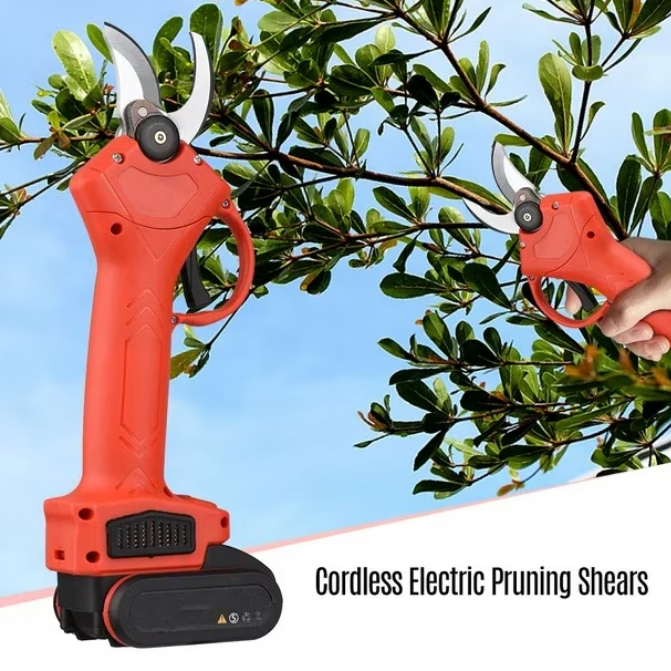 Foarfeca Electrica Pomi pentru Gradinarit 48V, 2 Baterii, 2 Lame din Otel Carbon, ideala pentru Vita de Vie si Crengi, Albastru