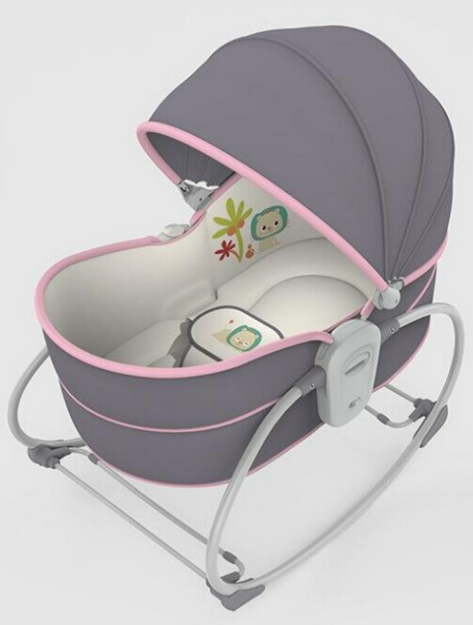 Balansoar 5 in 1 cu vibratii pentru copii si bebelusi, transformabil in landou si scaun copii, cu melodii, Mov