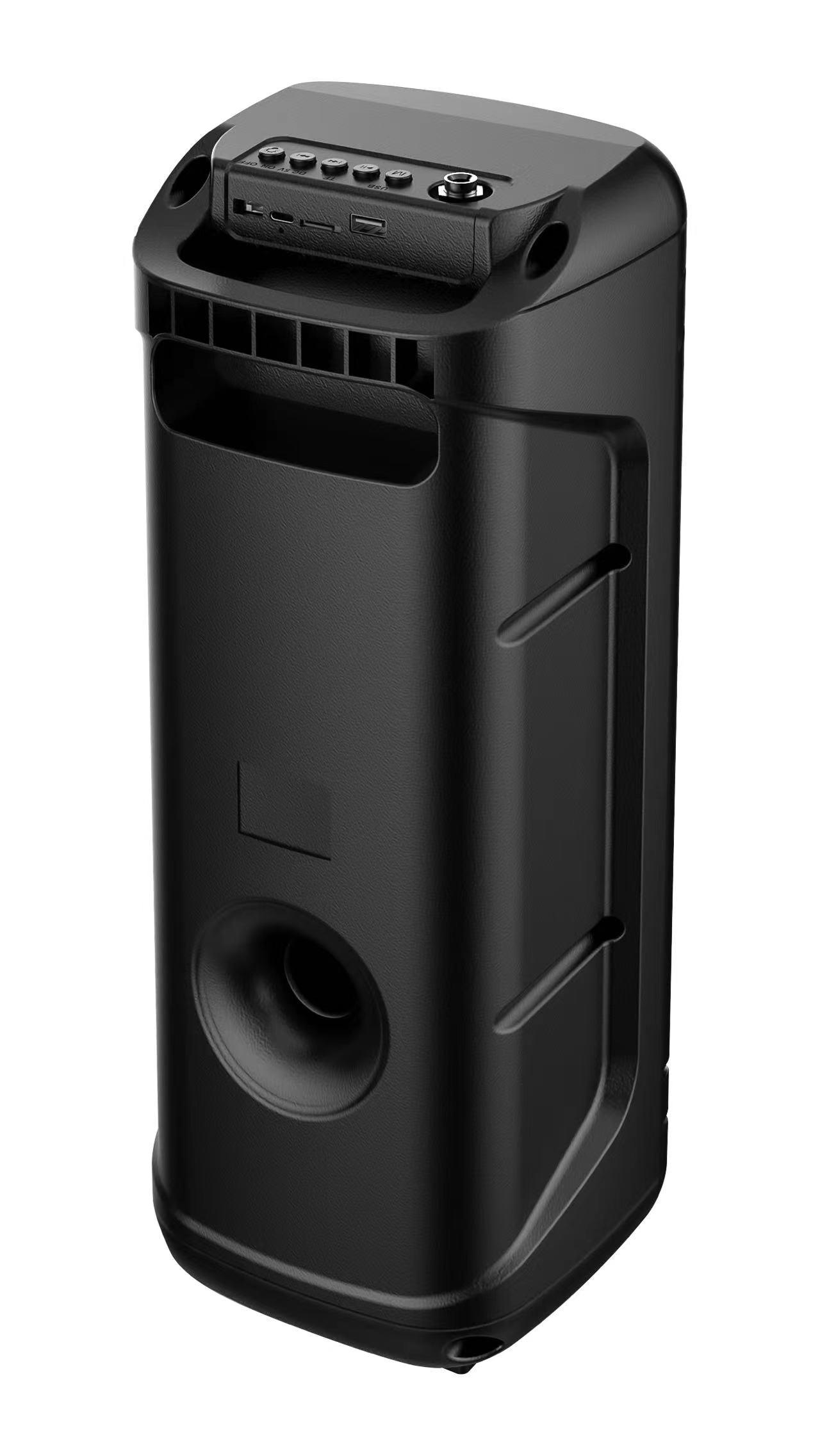 Boxa Portabila AT PERFORMANCE®, cu Lumini RGB, cu Maner, Putere 200W, MP3, USB, Bluetooth, TF, WIFI, Slot Microfon, Karaoke, Acumulator, Negru