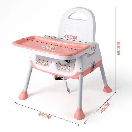 Scaun de masa pentru bebelusi si copii, At Performance, multifunctional, 3in1, tavita detasabila, Roz