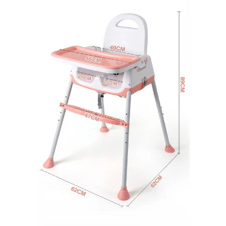 Scaun de masa pentru bebelusi si copii, At Performance, multifunctional, 3in1, tavita detasabila, Roz