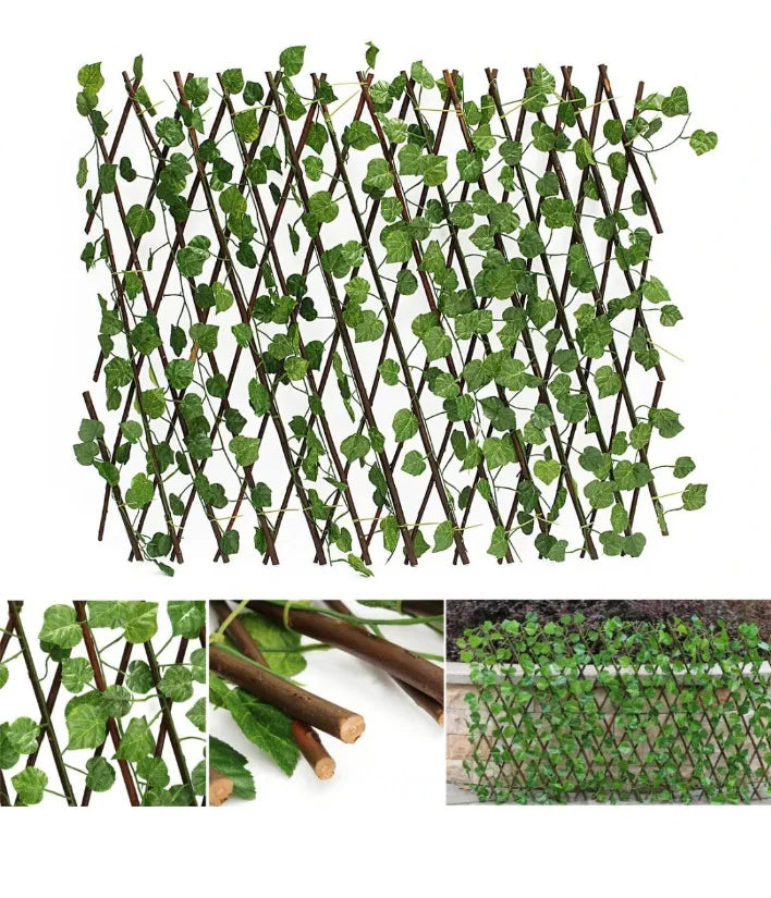 Gard decorativ AT PERFORMANCE, 200x100 cm, extensibil, balcon, curte, terase, frunze, lemn salcie