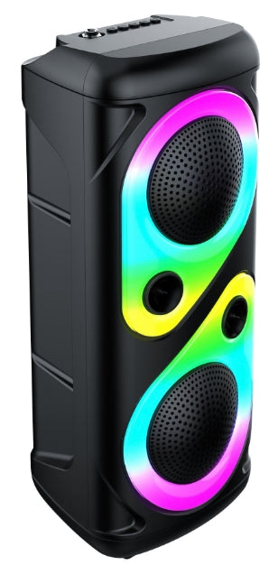 Boxa Portabila AT PERFORMANCE®, cu Lumini RGB, cu Maner, Putere 200W, MP3, USB, Bluetooth, TF, WIFI, Slot Microfon, Karaoke, Acumulator, Negru