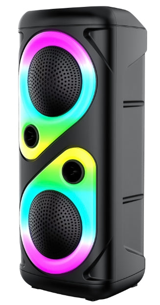 Boxa Portabila AT PERFORMANCE®, cu Lumini RGB, cu Maner, Putere 200W, MP3, USB, Bluetooth, TF, WIFI, Slot Microfon, Karaoke, Acumulator, Negru