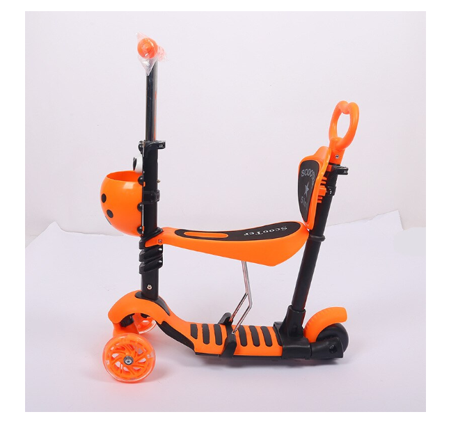 Tricicleta, 5 In 1 Sezut Cu Spatar, Reglabila, Pentru Copii, At Performance, Cu Maner Ajustabil 5 Trepte, 3 Roti Led.