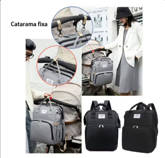 Rucsac 3-in-1 pentru bebelusi, cu spatiu pentru schimbat scutece pliabil integrat, impermeabila, 39x30x18cm