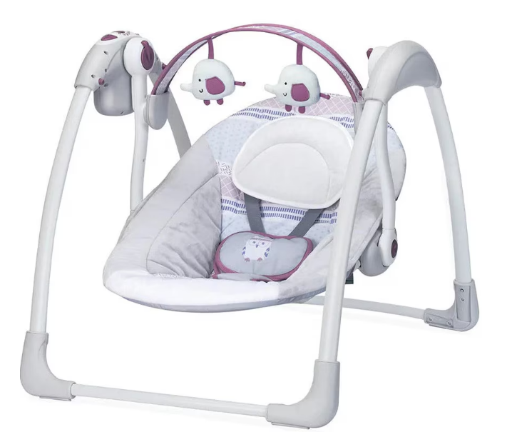 Leagan Electric pentru bebelusi, Cu 7 melodii, 3 sunete naturale, 2 pozitii de reglare scaun, Gri