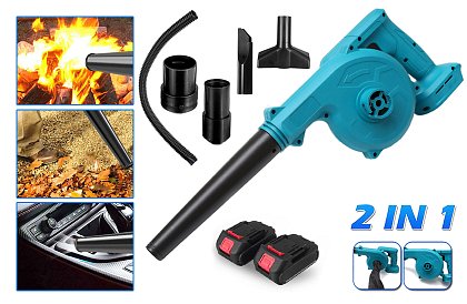 Suflanta electrica, uscator si aspirator auto, 2 acumulatori 48V Presiune maxima 5.8kpa, Functionare fara fir, Reincarcabila, Albastra