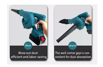Suflanta electrica, uscator si aspirator auto, 2 acumulatori 48V Presiune maxima 5.8kpa, Functionare fara fir, Reincarcabila, Albastra