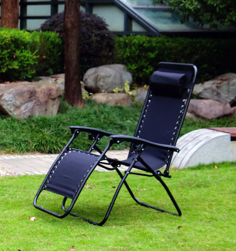 Sezlong Portabil AT PERFORMANCE®, de Lux, Modern, Scaun Reclinabil, Pliabil pentru Plajă și Grădină, cu Suport pentru Pahare