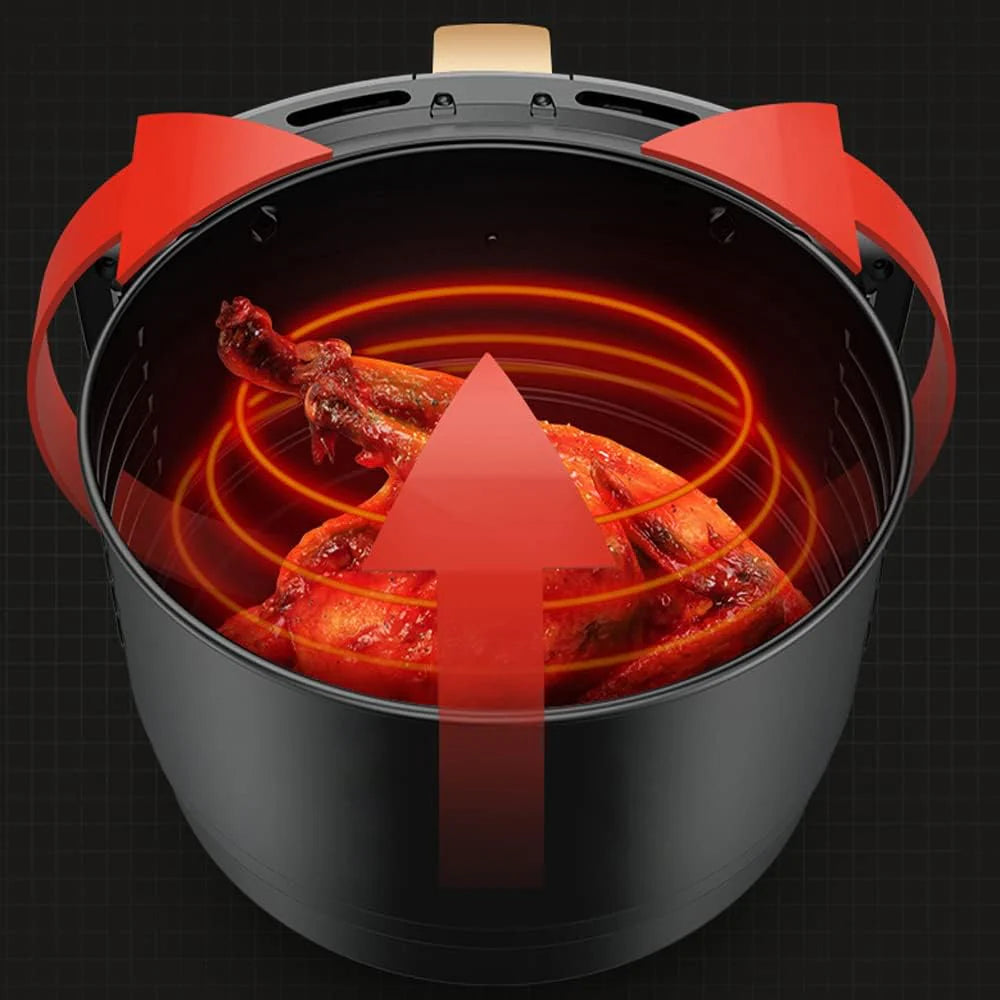 Friteuza cu aer cald, S-18 Air Fryer, 2400W, afisaj digital, LCD Touch control, 6L + Foi de copt speciale GRATIS