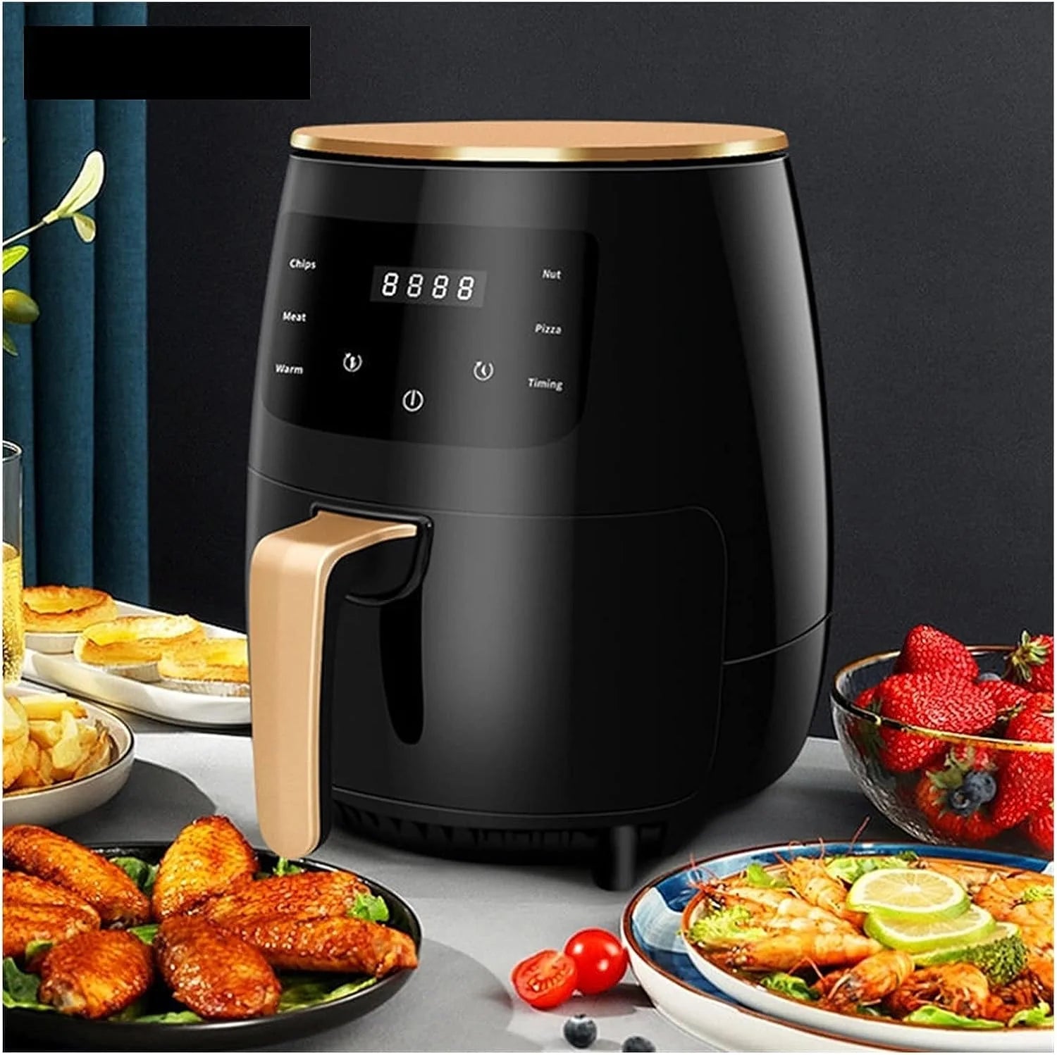 Friteuza cu aer cald, S-18 Air Fryer, 2400W, afisaj digital, LCD Touch control, 6L + Foi de copt speciale GRATIS