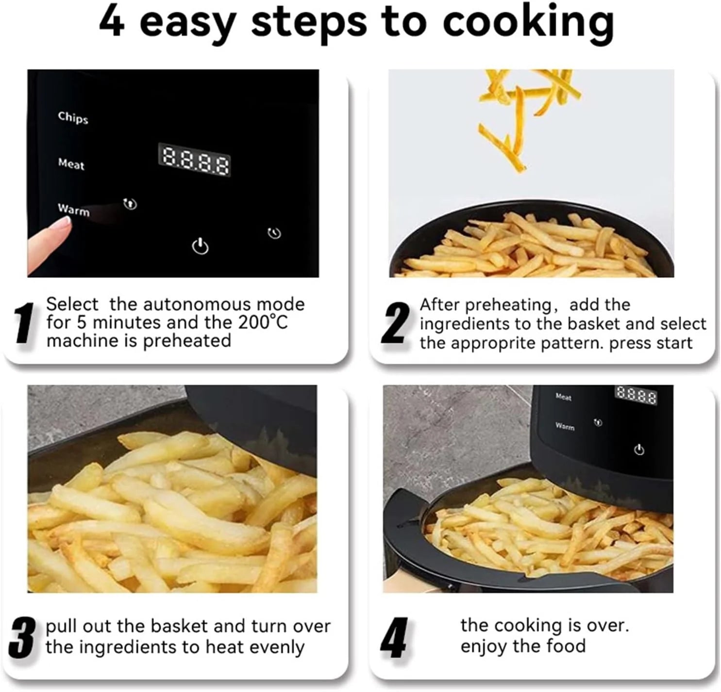 Friteuza cu aer cald, S-18 Air Fryer, 2400W, afisaj digital, LCD Touch control, 6L + Foi de copt speciale GRATIS