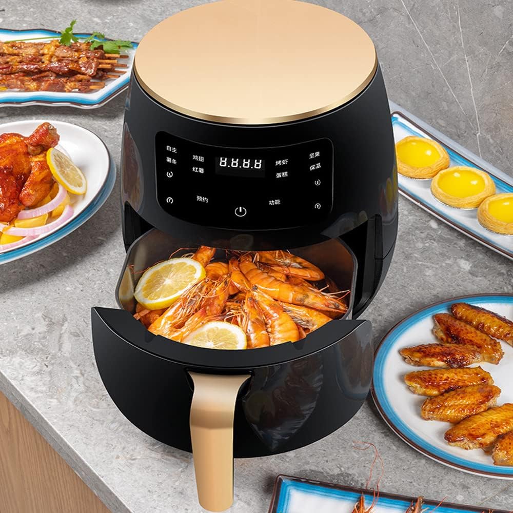 Friteuza cu aer cald, S-18 Air Fryer, 2400W, afisaj digital, LCD Touch control, 6L + Foi de copt speciale GRATIS