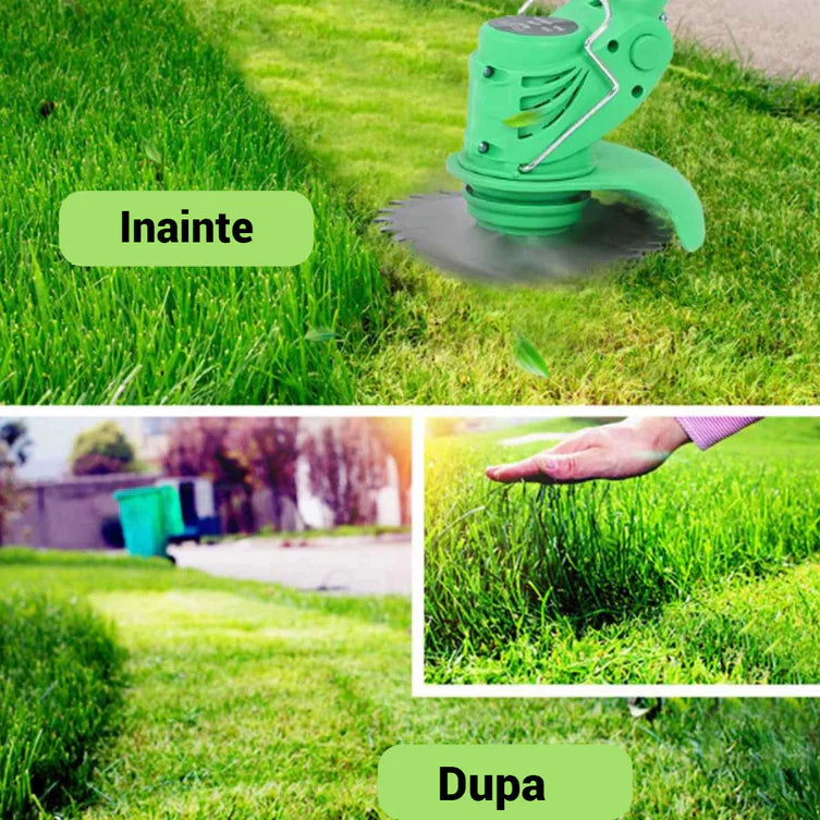 Motocoasa electrica, Cu 12 accesorii, 2 acumulatori de 48V, Verde