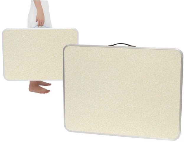 Masa pliabila camping, aluminiu, usor de transportat, crem, 80x60x70cm