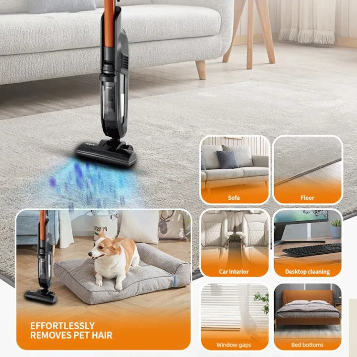 Aspirator Portabil cu Fir HALEY HY-1923 cu Motor Fara Perii, Putere de 800W, Cos de Praf Generos de 1L si Autonomie de Pana la 60 de Minute