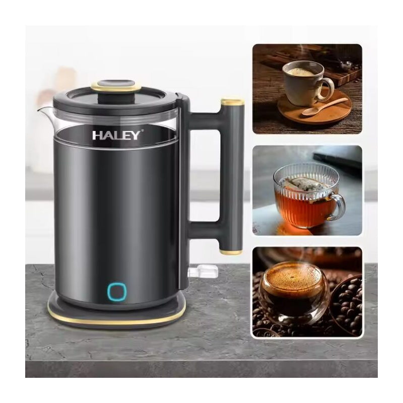 Ceainic Electronic de Apa HALEY, 2L, 1800W, Fierbator cu Captuseala din Sticla ingrosata, Borosilicat