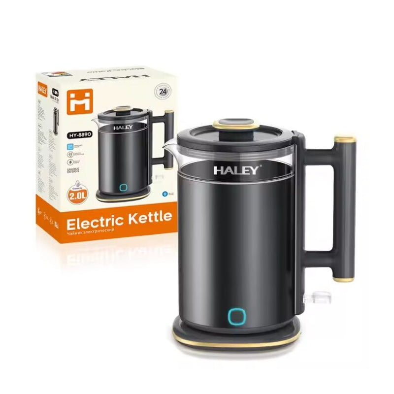 Ceainic Electronic de Apa HALEY, 2L, 1800W, Fierbator cu Captuseala din Sticla ingrosata, Borosilicat
