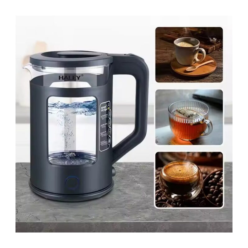 Fierbator de apa Haley, 1800W, portabil, din sticla de 2L, otel inoxidabil