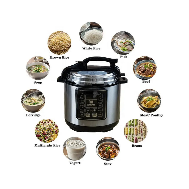 Multicooker Electric cu Presiune HALEY, 1200W, 6L – Gatit Inteligent si Rapid pentru Familia Ta