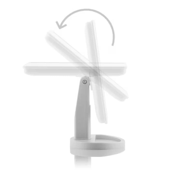 Oglinda Cosmetica AT PERFORMANCE® cu Iluminare LED, include 22 de Led-uri Puternice, Functie pentru Reglarea Intensitatii luminii, Reglarea inclinarii Oglinzii pana la 180°, Alimentare pe baterii sau la Retea, Baza Stabila.