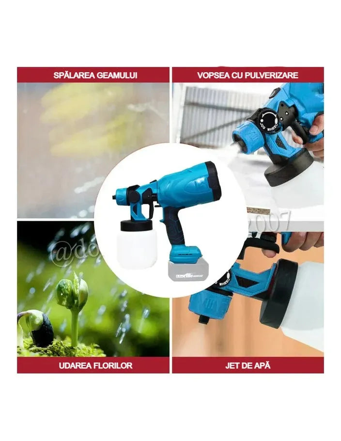 Aparat de Vopsit Electric AT PERFORMANCE® cu 2 Acumulatori 36V, 3 Moduri Pulverizare, 800ml, Debit 1L/min, Albastru/Negru