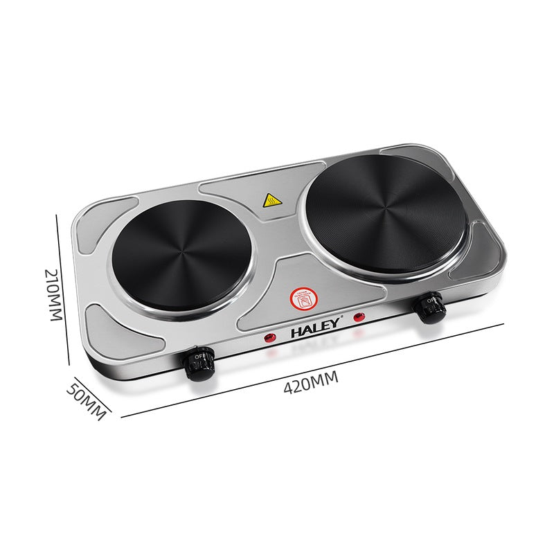 Plita electrica HALEY – 2 zone de gatit, putere 1500W + 1000W, design elegant din otel inoxidabil
