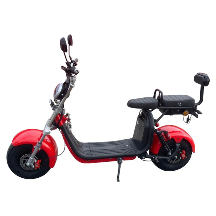 Scuter Electric 2 Persoane, Viteză Limitată 25 km/h – Fără Permis, Viteza maxima 45 km/h, Autonomie 45 km, Motor 1500W, Baterie 20Ah, Suspensie Hidraulică, COC Inclus