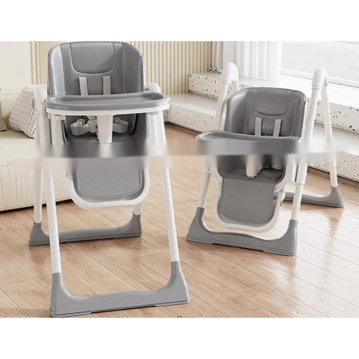 Scaun de masa bebe, At Performance, Pliabil, Inaltime ajustabila 5 pozitii, 4 roti, Structura otel, gri.