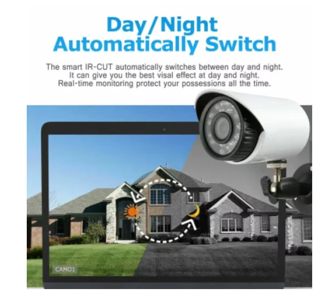 Kit 4 Camere de Supraveghere, DVR, AHD, 4 suporti de camere, 1 MP, Sistem PAL / NTSC, VGA, interior - exterior, Senzor de miscare si alarma, Serviciu de back-up prin USB si internet