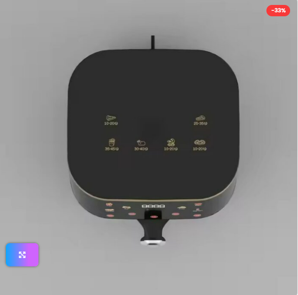 Friteuza cu Aer Cald – 10L, 2400W, Display Digital, Geam Transparent, Control Touch, 6 Funcții de Gătire, Negru