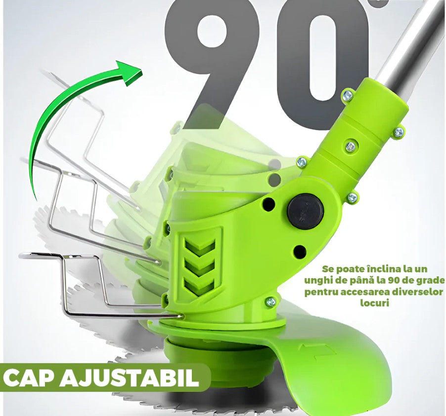 Motocoasa electrica, Cu 12 accesorii, 2 acumulatori de 48V, Verde