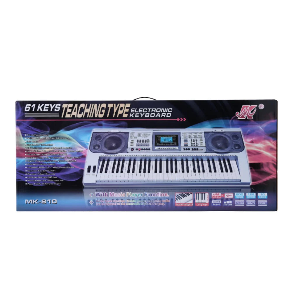 Orga Electronică MK-810 cu 61 de Clape, Afișaj LCD și Funcție USB