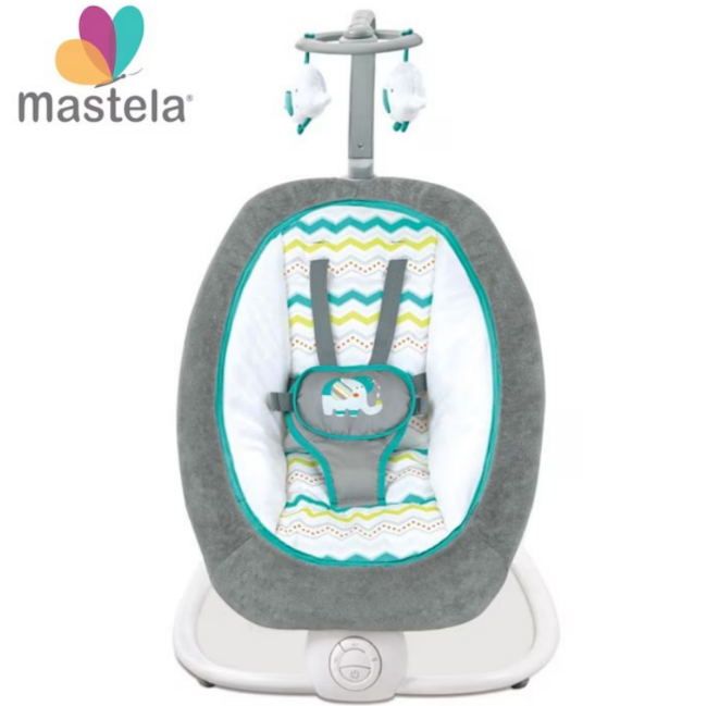 Balansoar cu vibratii si sunete pentru bebelusi Mastela, Gri/Albastru