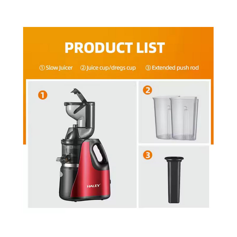 Storcator de fructe HALEY cu melc, stoarcere lenta, 150 W, Separa automat pulpa